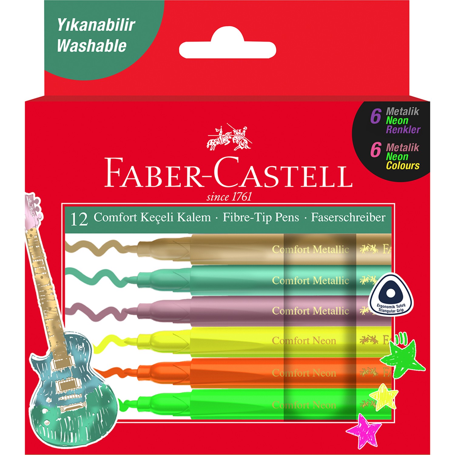 Faber-Castell Comfort Keçeli Kalem Metalik+ Neon, 12'li Fiyatı