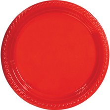 Eminönü Toptancı Plastik Tabak  26 cm - 25 Adet  Kırmızı