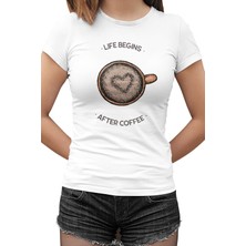 Lord T-Shirt After Coffee Beyaz Bayan Tshirt