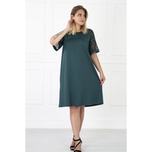 Modayız Kimono Kol Yeşil Büyük Beden Elbise 31B-1180
