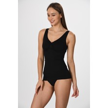 Cotonhause Kadın Korseli Atlet Model 1002 Kalın Askılı Siyah Renk Günlük Kullanım İçin