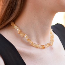 Taş Sandığı Sitrin Taşı Şekilsiz Para Taşı Kolye