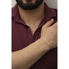 In Dubai Silver 925 Ayar Gümüş Erkek Figaro Zincir Kolye Bileklik Set DBSE-SLVR0001