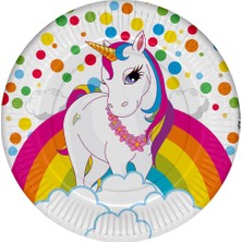 Partijet Unicorn Rainbow Karton Tabak 23 cm 8'li