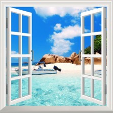 Sticker Art Pencere Poster Duvar Kağıdı Deniz Tekne Yapışkanlı Sticker