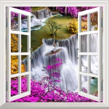 Sticker Art Pencere Poster Duvar Kağıdı Şelale 3D Yapışkanlı Sticker
