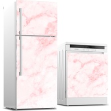 Sticker Art Buzdolabı ve Bulaşık Makinası Beyaz Eşya Sticker Kaplama Pembe Mermer Nature