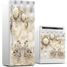 Sticker Art Buzdolabı ve Bulaşık Makinası Beyaz Eşya Sticker Kaplama Pearls Gold