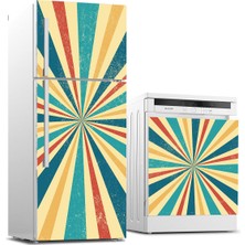Sticker Art Buzdolabı ve Bulaşık Makinası Beyaz Eşya Sticker Kaplama Retro