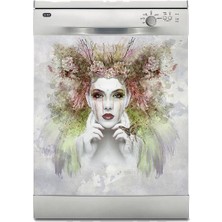 Sticker Art Bulaşık Makinesi Sticker Kaplama Beyaz Eşya Kaplama Fantastik Yüz Kadın