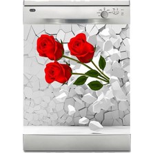 Sticker Art Bulaşık Makinesi Sticker Kaplama Beyaz Eşya Kaplama Gül