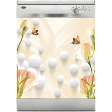 Sticker Art Bulaşık Makinesi Sticker Kaplama Beyaz Eşya Kaplama Kelebek Çiçek