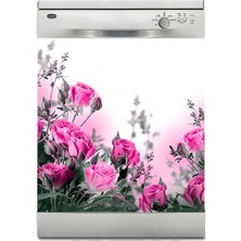 Sticker Art Bulaşık Makinesi Sticker Kaplama Beyaz Eşya Kaplama Pembe Güller