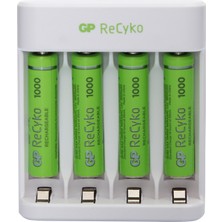Gp Recyko E411 USB Aa-Aaa Şarj Cihazı Gp Recyko 1000 Serisi Aaa Ince Pil 4'lü