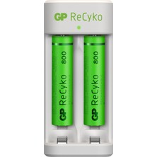 Gp Recyko E211 USB Aa-Aaa Şarj Cihazı Gp Recyko 800 Mah Aaa Ince Pil 2'li