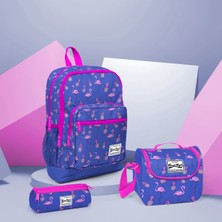Coral High Kids Flamingo Desenli Okul Çanta Seti Mor - Pembe 3'lü