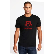 Qivi Of Warcraft For The Horde World Baskılı Siyah Erkek Örme Tshirt