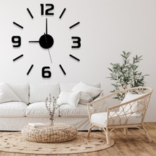 Mrv Dekor Dekoratif 3D Mdf Duvar Saati Siyah