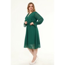 Modayız Uzun Kol Büyük Beden Şifon Elbise 30Y-1823