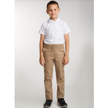 Mavimoure Beli Ribanalı Tam Lastikli Kanvas Kumaş Okul Pantolonu