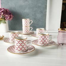 Regna Home Harmony Luna Kırmızı 6 Kişilik Kahve Fincan Takımı