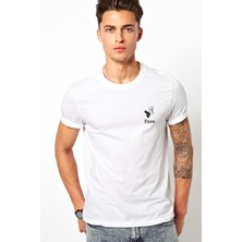 Qivi Balık Burcu Baskılı Beyaz Erkek Örme Tshirt