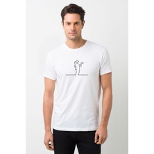 Qivi Mr Linea Explain White Edition Baskılı Beyaz Erkek Örme T-shirt