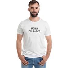 Qivi LED Zeppelin 4lü Logo Baskılı Beyaz Erkek Örme T-shirt
