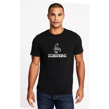 Qivi Scorpions Baskılı Siyah Erkek Örme Tshirt