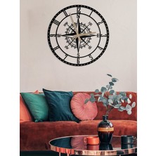 Metalium Concept Dekoratif Türkçe Rakamlı Metal Duvar Saati Pusula Temalı 60X60CM