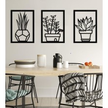 Metalium Concept Dekoratif Üçlü Set Metal Duvar Tablosu Sukulent Temalı 42X60CM x 3 Adet