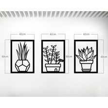 Metalium Concept Dekoratif Üçlü Set Metal Duvar Tablosu Sukulent Temalı 42X60CM x 3 Adet