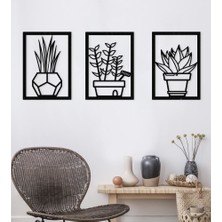 Metalium Concept Dekoratif Üçlü Set Metal Duvar Tablosu Sukulent Temalı 42X60CM x 3 Adet