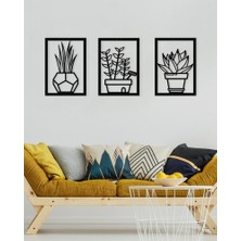 Metalium Concept Dekoratif Üçlü Set Metal Duvar Tablosu Sukulent Temalı 42X60CM x 3 Adet