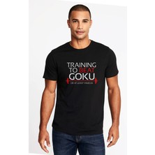 Qivi Dragon Ball Baskılı Siyah Erkek Örme Tshirt
