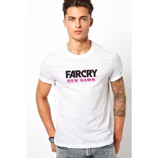 Qivi Far Cry New Dawn Logo Baskılı Beyaz Erkek Örme Tshirt