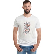 Qivi Charles Bukowski Shes Mad But She Baskılı Beyaz Erkek Örme Tshirt