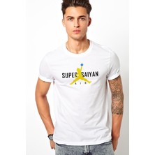 Qivi Dragon Ball Baskılı Beyaz Erkek Örme Tshirt