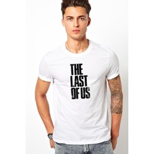 Qivi The Last Of Us Eskitme Yazlı Baskılı Beyaz Erkek Örme Tshirt