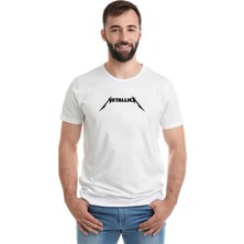 Qivi Metallica Baskılı Beyaz Erkek Örme Tshirt