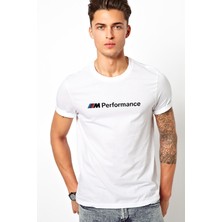 Qivi Araba M Power Baskılı Beyaz Erkek Örme Tshirt
