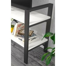 Morpanya Metal Tv Sehpası Raflı Tv Ünitesi Televizyon Sehpası LCD Tv Masası Beyaz MP119