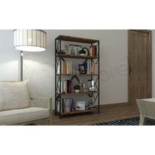Morpanya Dekoratif 5 Raflı Kitaplık Metal Geniş Kitaplık Salon Ofis Dosya Kitap Rafı 90X180 cm Ural Ceviz MP148