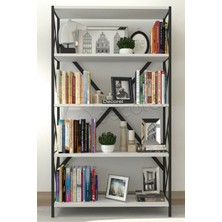 Morpanya Dekoratif 5 Raflı Kitaplık Metal Geniş Kitaplık Salon Ofis Dosya Kitap Rafı 90X180 cm Ural Beyaz MP149