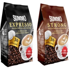 Summo Senseo 1 Adet Strong ve 1 Adet Espresso Avantaj Paketi Kahve Kapsülü 2 x 36 72'li
