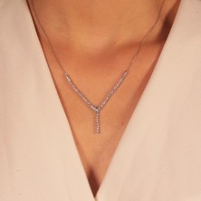 Adil Idil Kuyumculuk 14 Ayar Beyaz Altın Su Yolu Kolye