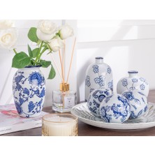 English Home Leaf Porselen Dekoratif Obje 8,5x8,5x8,5 cm Mavi-Beyaz