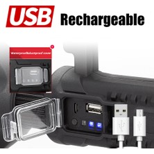 Adroe 20W USB Şarj Edilebilir LED Güçlü El Feneri - Siyah (Yurt Dışından)