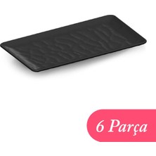 Tria Porelin Rölyefli Seri Dikdörtgen Servis Tabağı 40 x 16 cm. 6'lı Paket