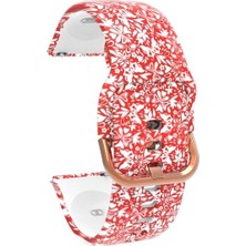 Markacase Samsung Uyumlu Galaxy Watch 3 45 mm Için Desenli Silikon Kordon Kırmızı Kelebek